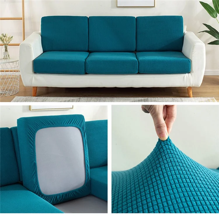 Widen Four People Sofa Cushion Cover Corduroy Sofa Seat Cushion Anti-dust Slipcover, Width 65-95cm x Length 165-200cm x Height 5-20cm - Blue