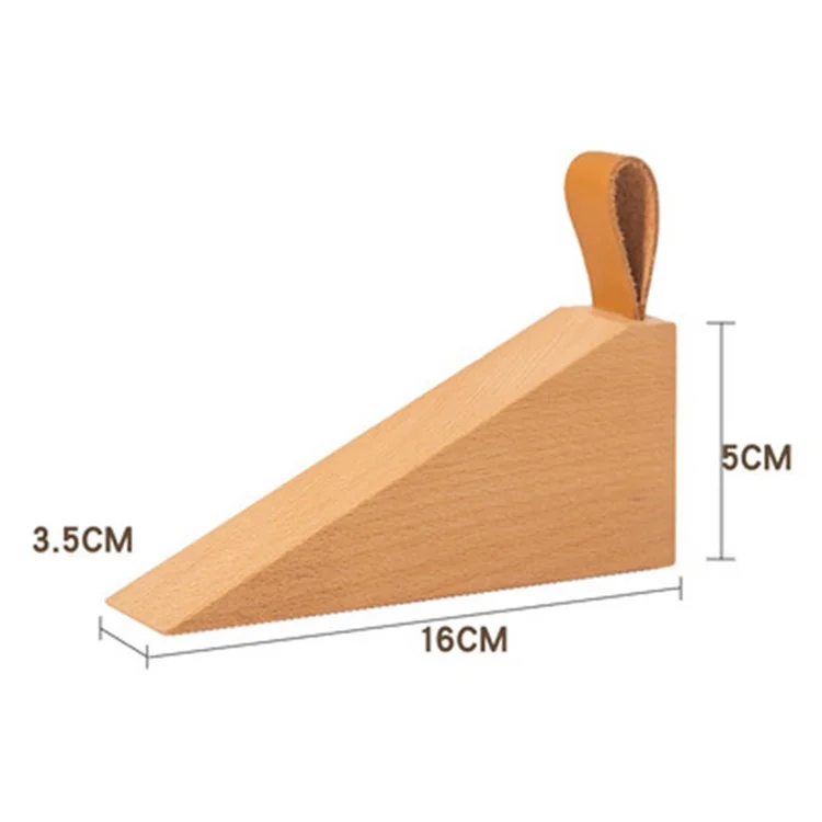 Wood Door Wedge Triangle Anti-Slip Beech Wood Door Stopper Furniture Floor Block Tool, Size L