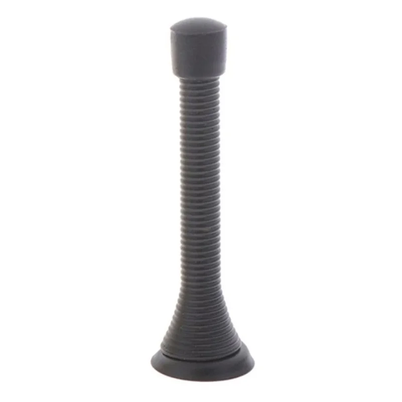 Retro Decorative Door Stop Holder Stainless Steel Spring Floor Stopper with Screw - Black