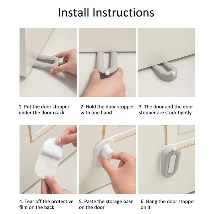 FZT030 Wall Protector PVC Door Stopper con Supporto per la Conservazione per Casa e Ufficio, 9,5*4,8*3,5 cm (ST) - Grigio
