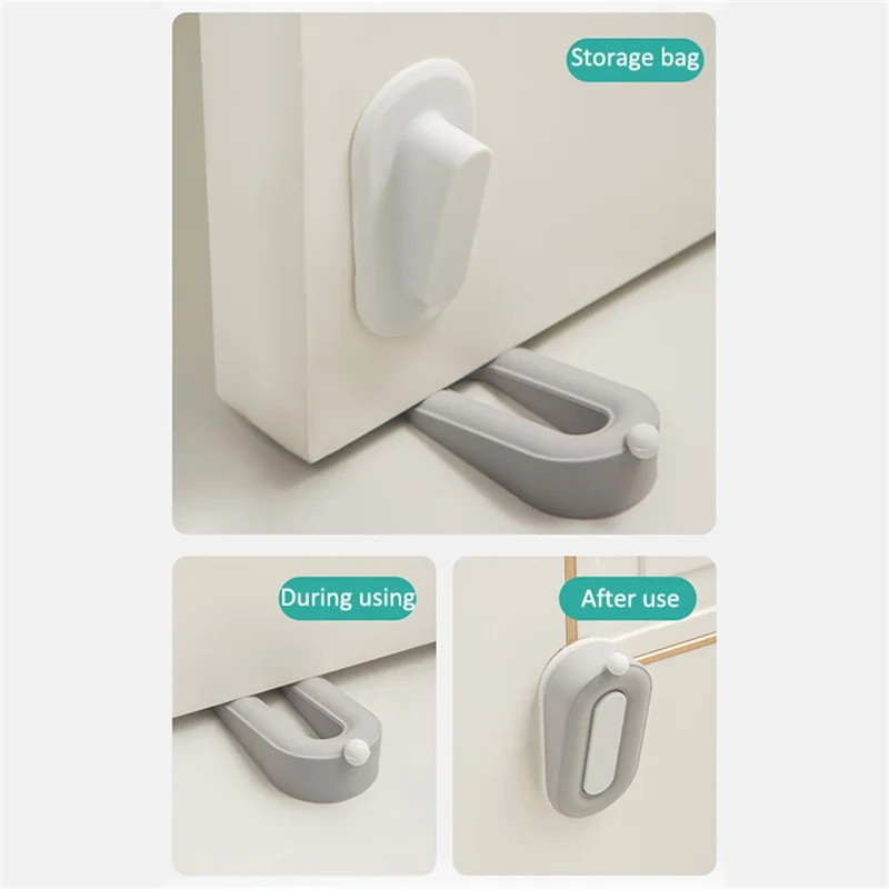 FZT030 Wall Protector PVC Door Stopper with Storage Holder for Home Office, 9.5*4.8*3.5cm (ST) - Blue