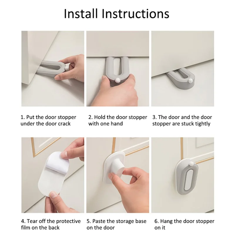 FZT030 Wall Protector PVC Door Stopper with Storage Holder for Home Office, 9.5*4.8*3.5cm (ST) - Blue