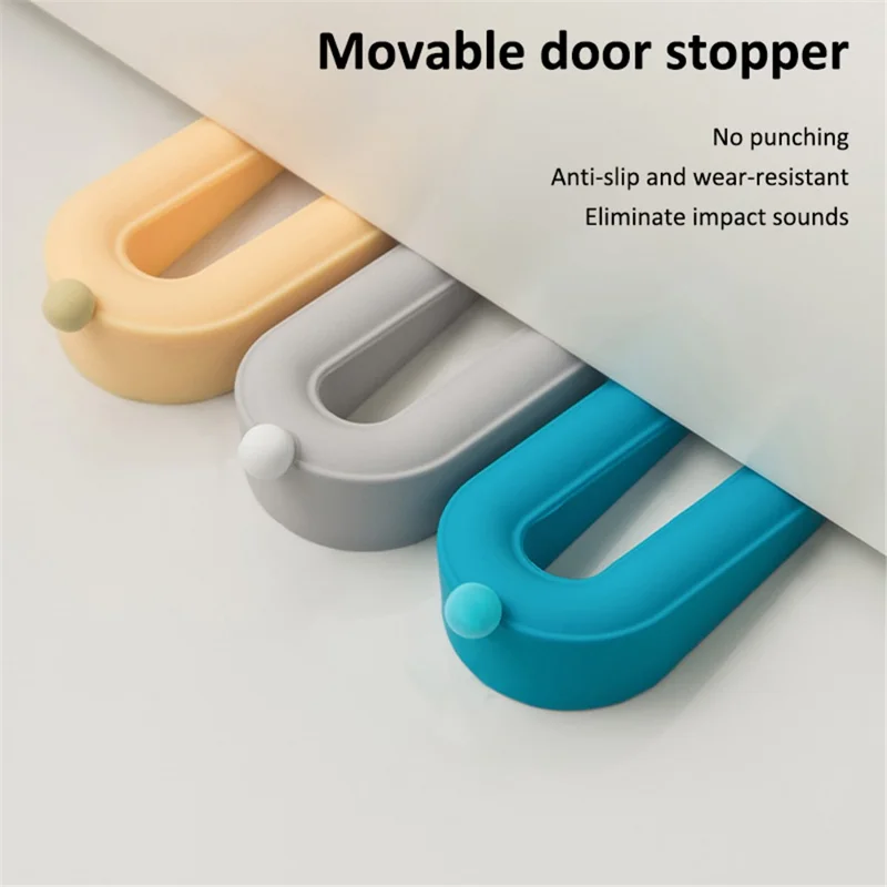 FZT030 Wall Protector PVC Door Stopper with Storage Holder for Home Office, 9.5*4.8*3.5cm (ST) - Blue