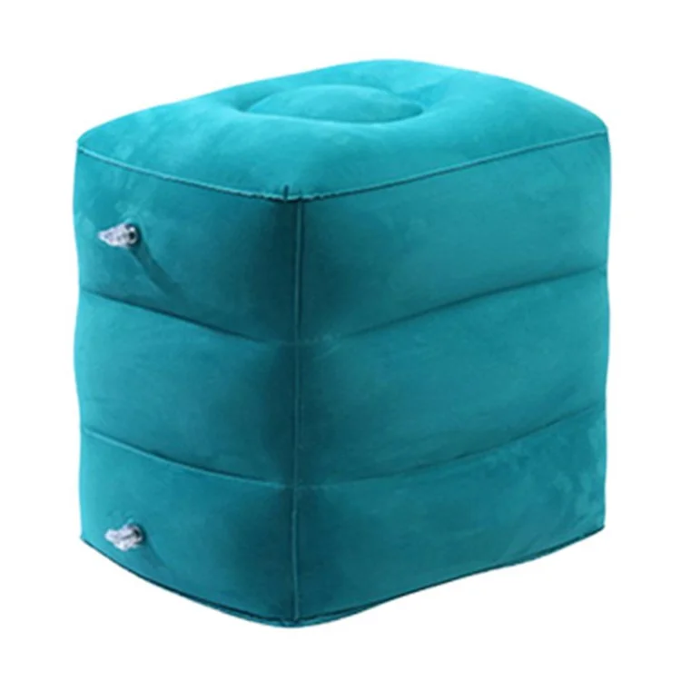 ZJM-020 Home Travel PVC Flocking Flight Sleeping Footrest Cushion Airplane Car Bus Inflatable Foot Rest Pad - Blue
