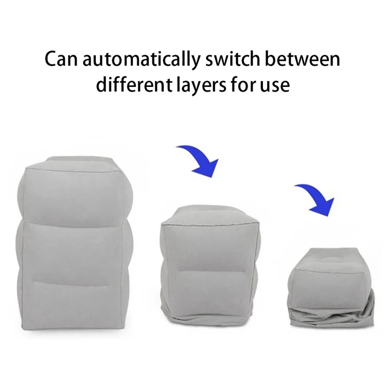 ZJM-020 Home Travel PVC Flocking Flight Sleeping Footrest Cushion Airplane Car Bus Inflatable Foot Rest Pad - Blue