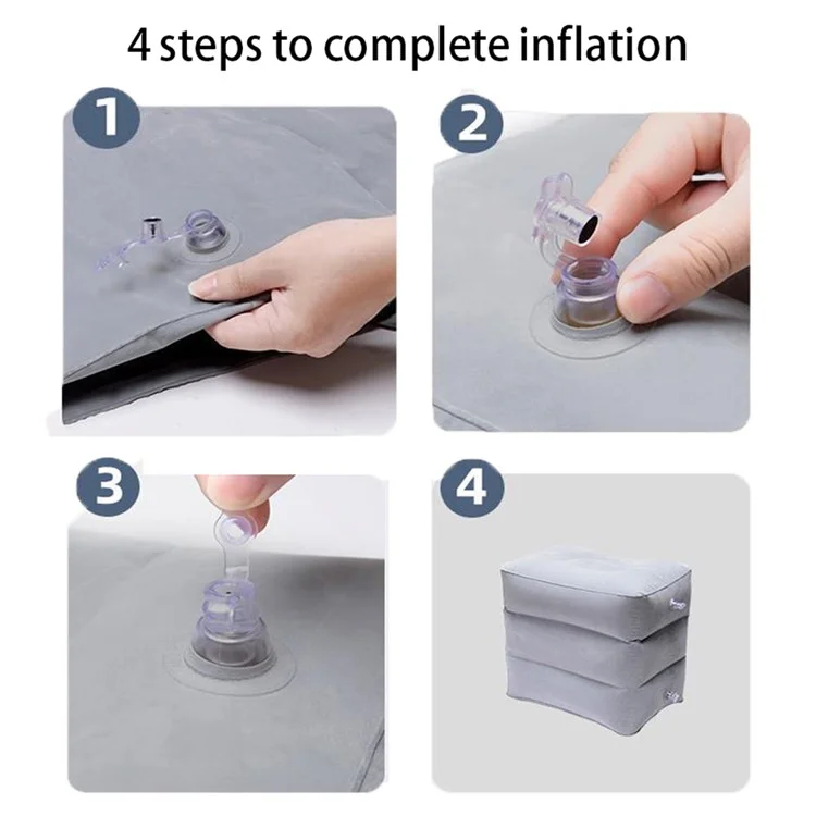 ZJM-020 Home Travel PVC Flocking Flight Sleeping Footrest Cushion Airplane Car Bus Inflatable Foot Rest Pad - Blue