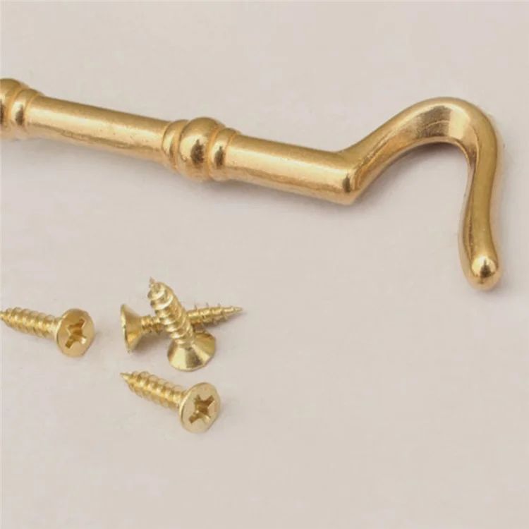 Olho de boi retrô de latão à prova de vento de 10,5 cm Hasp Hook Window Cabinet Door Stay Catch - Cor latão
