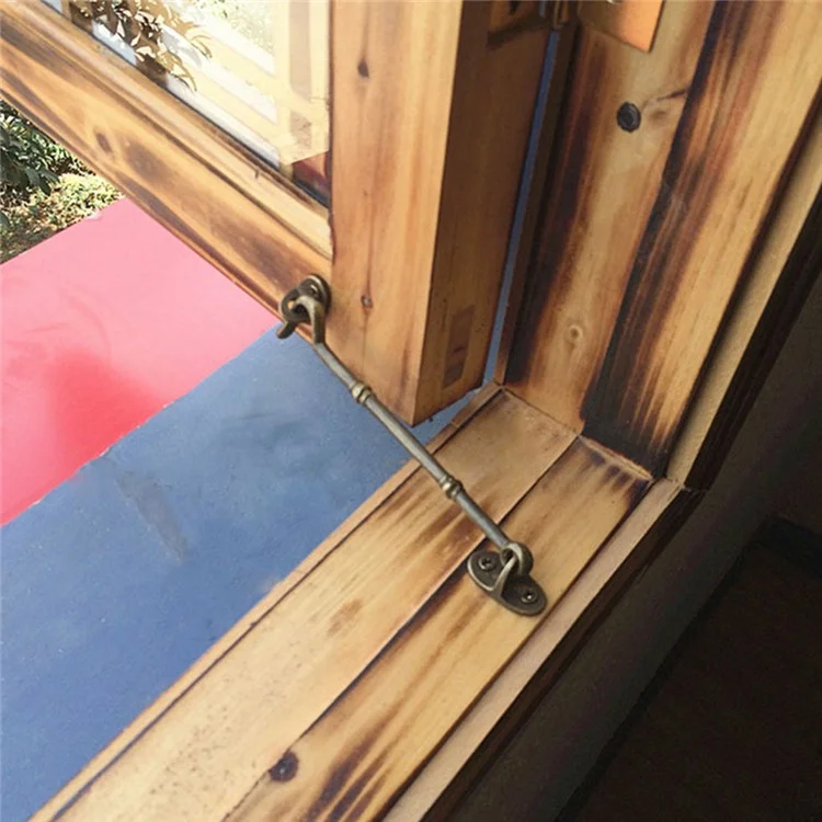 Olho de boi retrô de latão à prova de vento de 10,5 cm Hasp Hook Window Cabinet Door Stay Catch - Cor latão