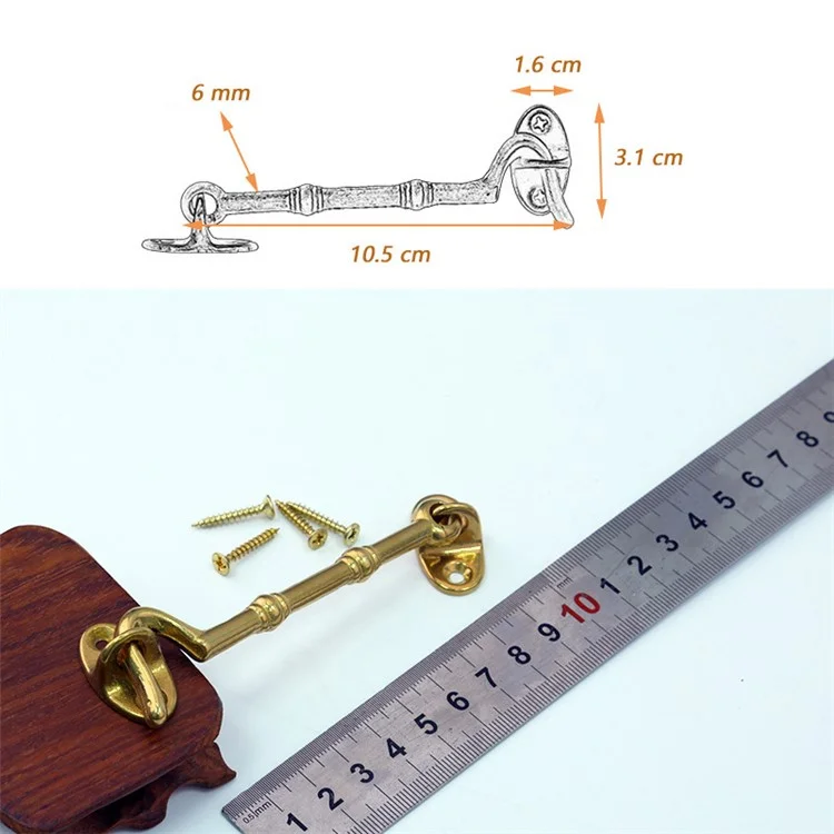 Olho de boi retrô de latão à prova de vento de 10,5 cm Hasp Hook Window Cabinet Door Stay Catch - Cor latão