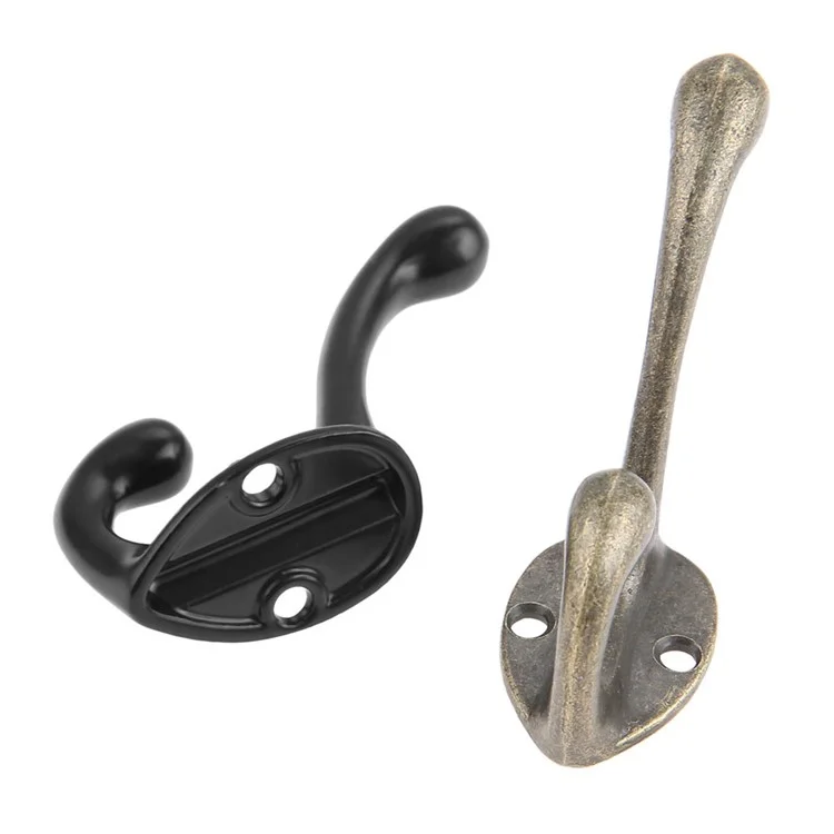 5Pcs / Set Antique Hanger Zinc Alloy Hanging Wall Hook for Hanging Clothes Jackets Towels Hats - Preto
