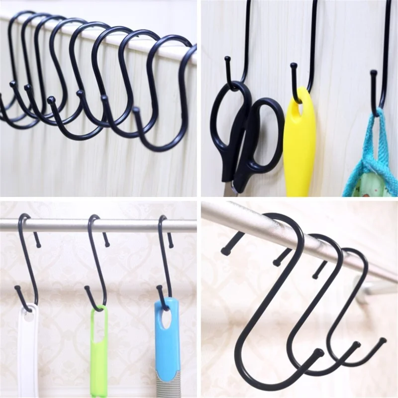 96mm Height S Hook Metal Hanger Heavy Duty Hanging Hook for Pots, Pans, Plants, Bags, Cups, Clothes, Size: L