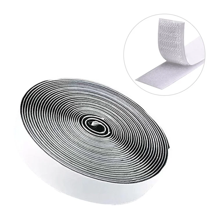 2m / Roll 20mm Wide Sticker Tape Sticky Back Fastener Nylon Self-Adhesive Strip Magic Tape - White