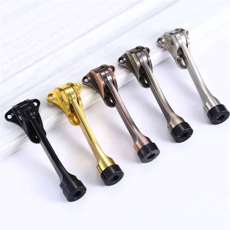 Kickdown Door Stopper with Rubber Tip, Anti-Collision Zinc Alloy Heavy Duty Door Stops, Door Holder - Brushed Green Bronze