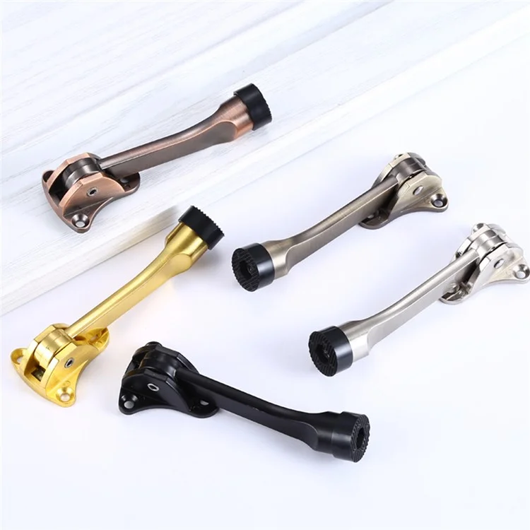 Kickdown Door Stopper with Rubber Tip, Anti-Collision Zinc Alloy Heavy Duty Door Stops, Door Holder - Brushed Green Bronze