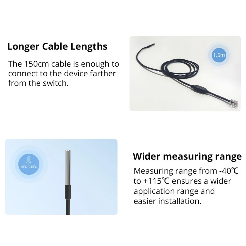 SONOFF WTS01 Waterproof Temperature Sensor Stainless Steel Probe Temperature Sensor