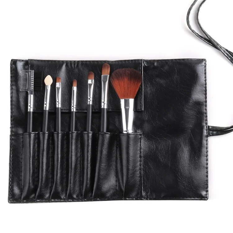 KINEPIN 7Pcs / Set Nylon Brush Eyeshadow Blending Brush Kit Eye Makeup Brush Set Eyeshadow Eyeliner Lip Brushes - Black