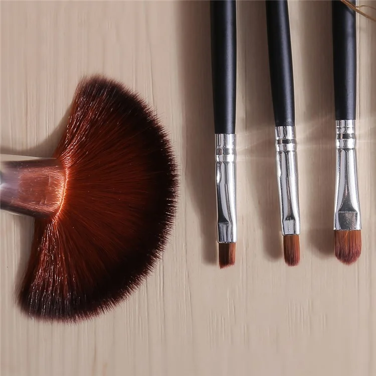 KINEPIN 7Pcs / Set Nylon Brush Eyeshadow Blending Brush Kit Eye Makeup Brush Set Eyeshadow Eyeliner Lip Brushes - Black