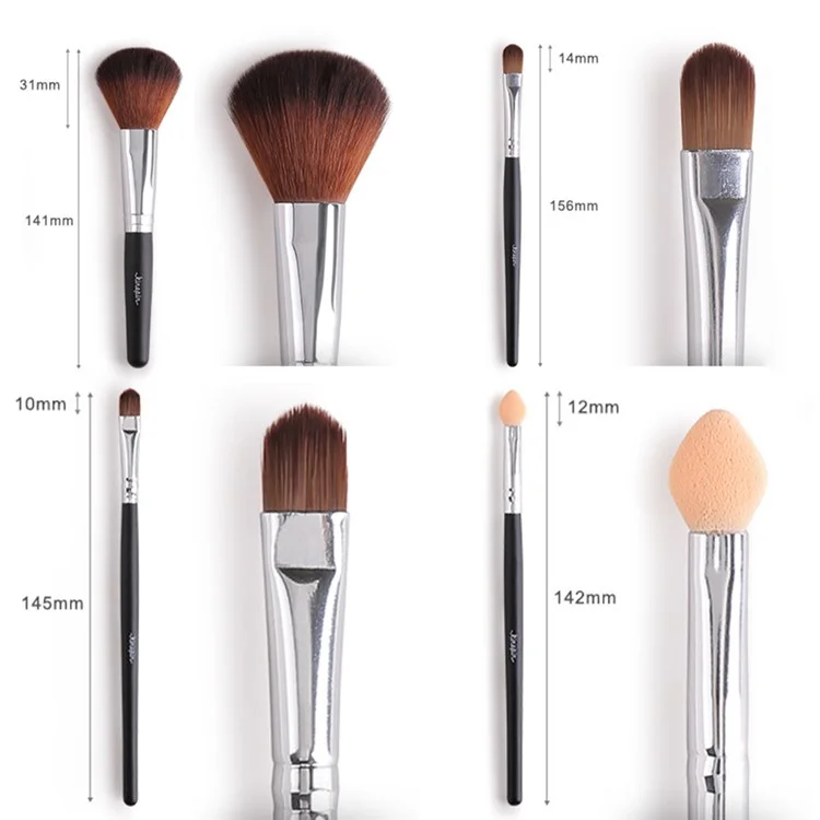 KINEPIN 7Pcs / Set Nylon Brush Eyeshadow Blending Brush Kit Eye Makeup Brush Set Eyeshadow Eyeliner Lip Brushes - Black