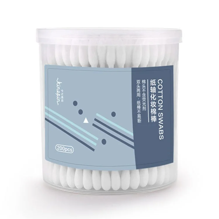 KINEPIN J073701 200PCS Double-tête Coton Démaquillant Liquide-Rempli Coton Bâtons avec Boîte de Rangement