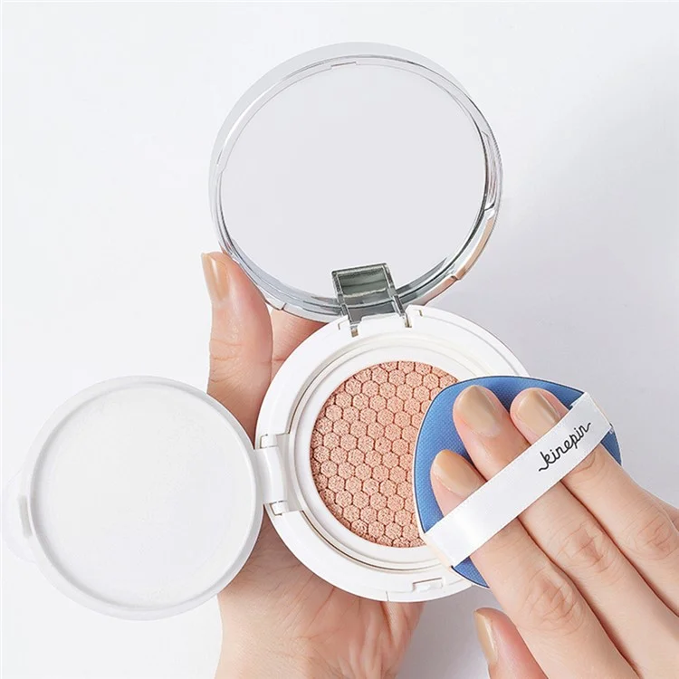 KINEPIN 2 Pièces Éponge de Maquillage Poudre Coussin d'Air Humide et Sec Utilisation Double (ST) - J1034 Goutte d'eau / Gris+Bleu 