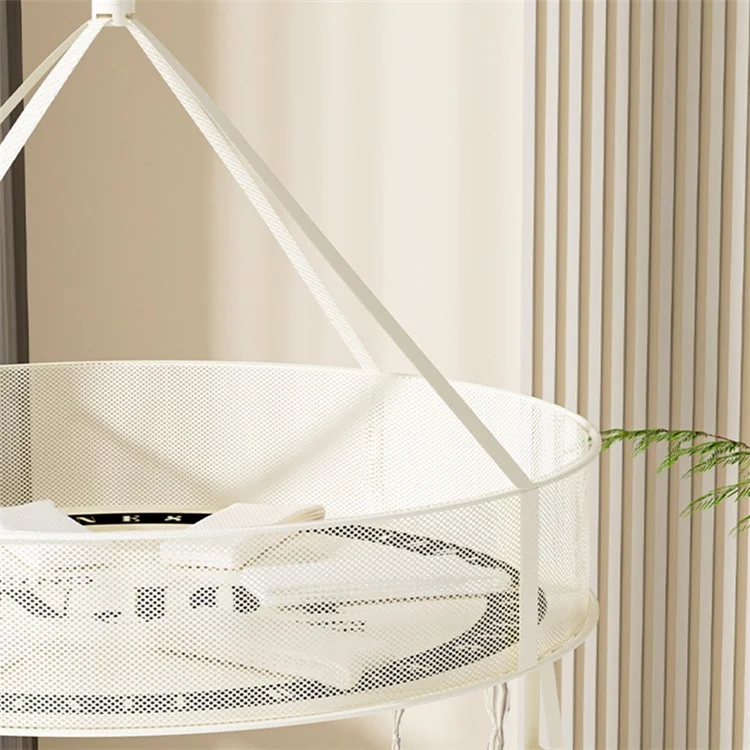 Single-Layer 60CM Round Sweater Hanging Drying Rack Net Pocket Mesh Drying Basket (80g High Density Mesh Cloth)