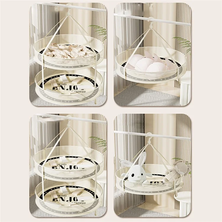 Single-Layer 60CM Round Sweater Hanging Drying Rack Net Pocket Mesh Drying Basket (80g High Density Mesh Cloth)