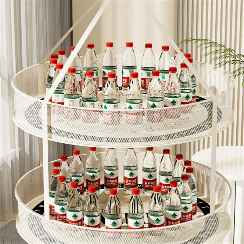 Dual-Layer 40CM Round Hanging Drying Rack Net Pocket Mesh Drying Basket (80g High Density Mesh Cloth)