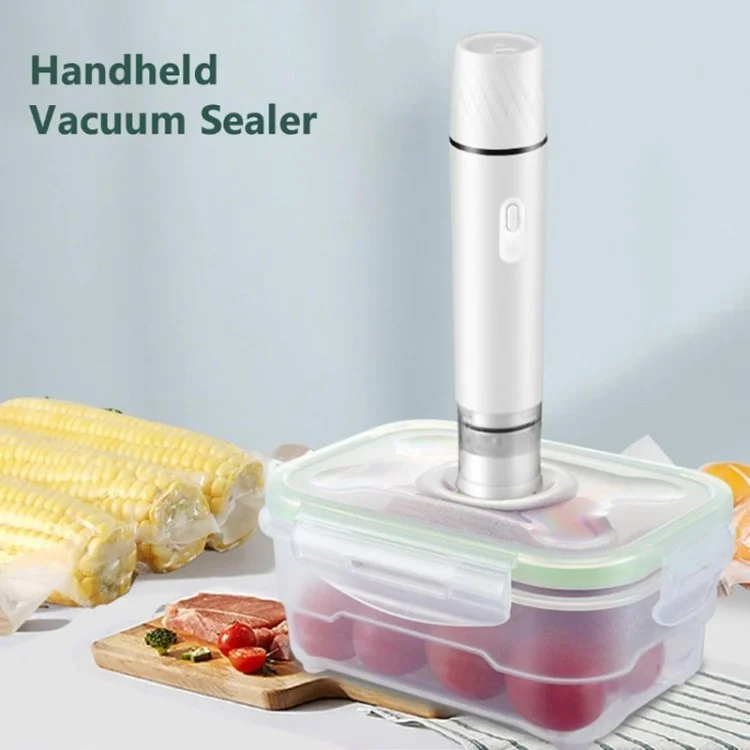 Portable Food Vacuum Sealer USB Rechargeable Handheld Wireless Food Vacuum Sealer, 800mAh - White