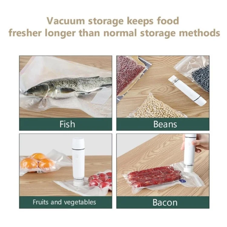 Portable Food Vacuum Sealer USB Rechargeable Handheld Wireless Food Vacuum Sealer, 800mAh - White