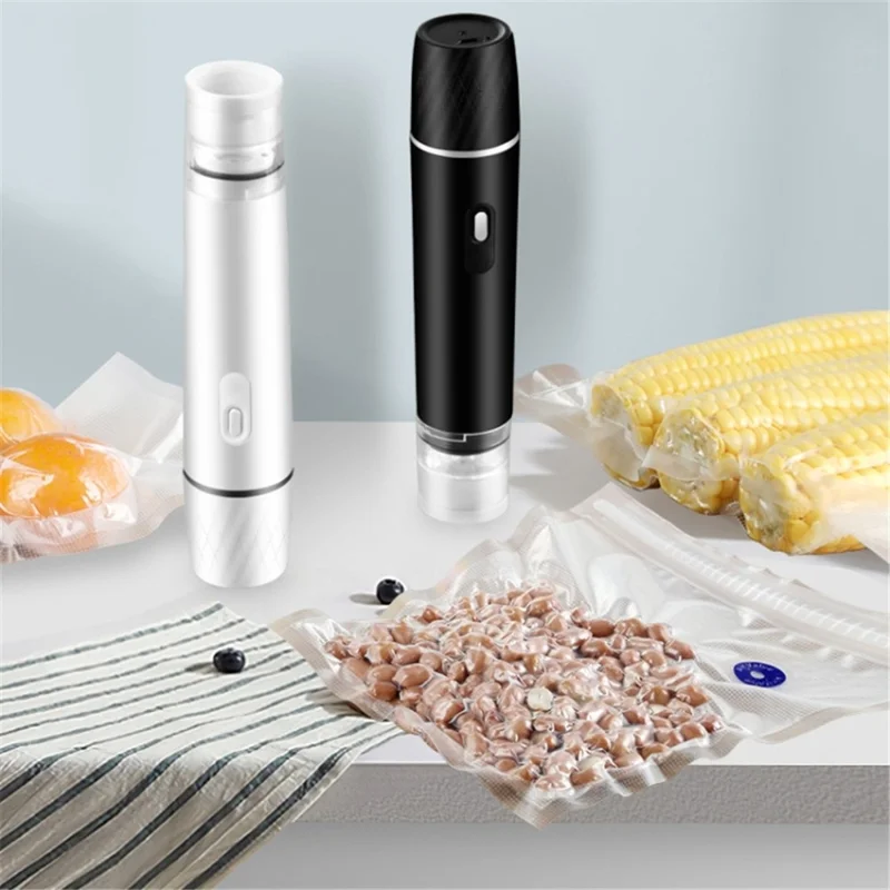 Portable Food Vacuum Sealer USB Rechargeable Handheld Wireless Food Vacuum Sealer, 800mAh - Black