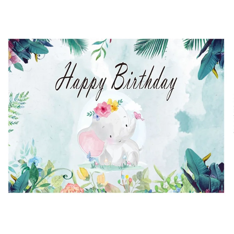 Birthday Party Cartoon Elephant Photography Background Vinyl Cloth Backdrop, 150 x 100cm