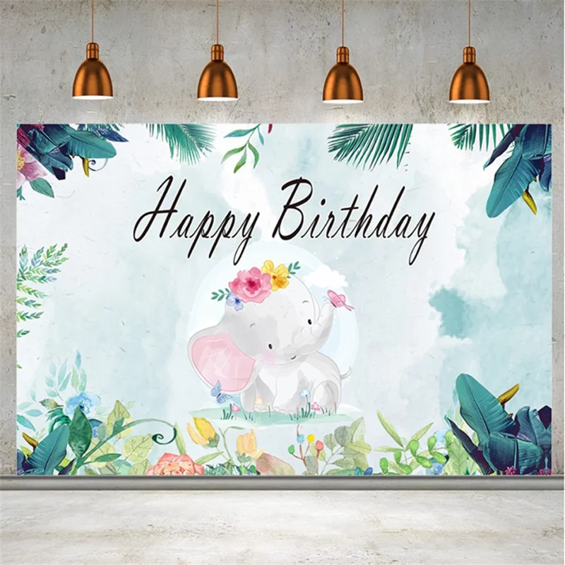 Birthday Party Cartoon Elephant Photography Background Vinyl Cloth Backdrop, 150 x 100cm