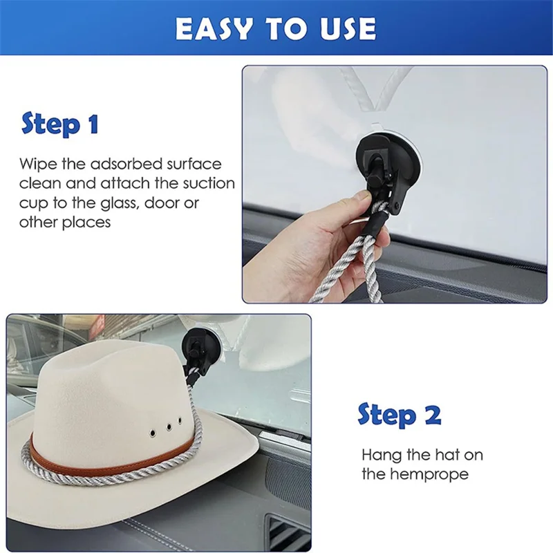 Support de chapeau de cowboy avec ventouse pour voiture, camion et SUV, maintient votre chapeau en sécurité sur le tableau de bord - Blanc