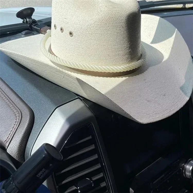 Support de chapeau de cowboy avec ventouse pour voiture, camion et SUV, maintient votre chapeau en sécurité sur le tableau de bord - Blanc