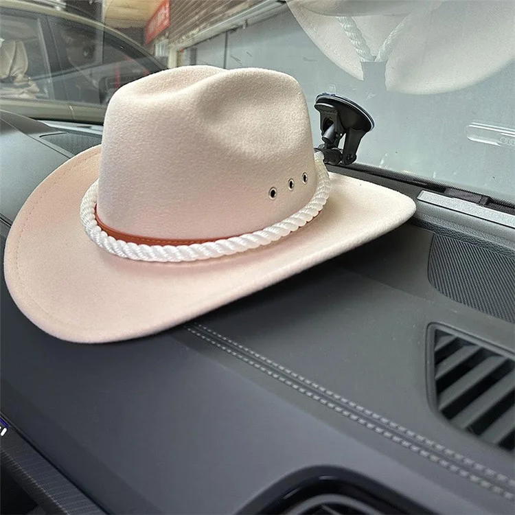 Support de chapeau de cowboy avec ventouse pour voiture, camion et SUV, maintient votre chapeau en sécurité sur le tableau de bord - Blanc