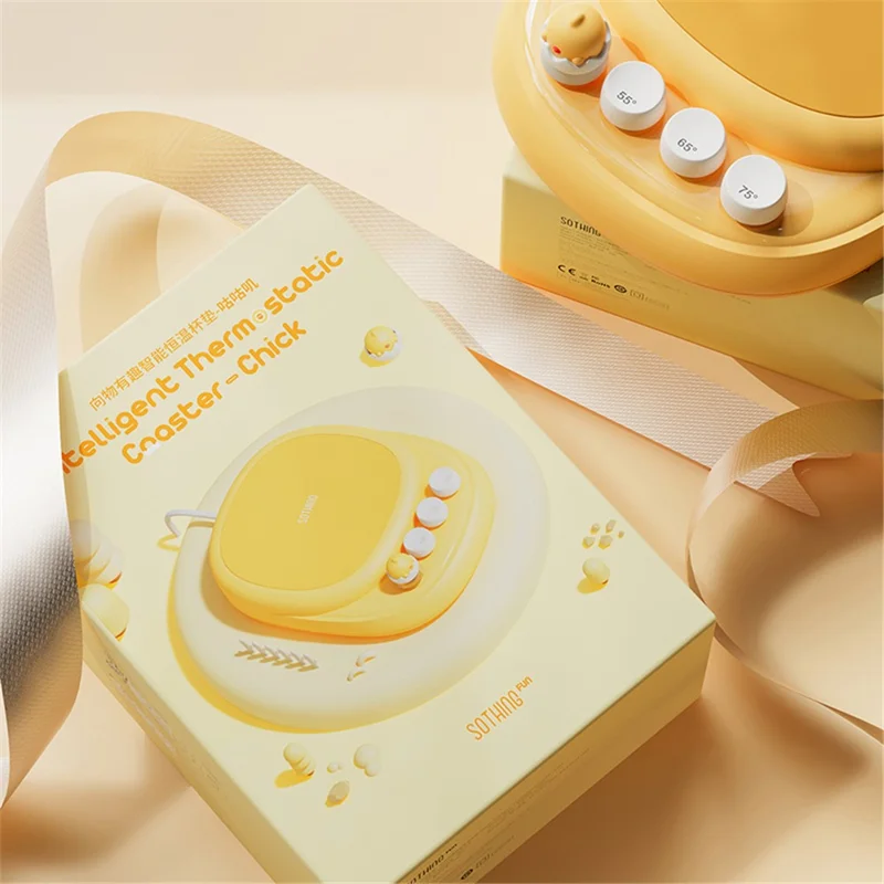 SOTHING Thermostatic Coaster 3 Temperature Adjustments PTC Heating Coffee Milk Warmer Coaster, EU Plug - Dual Core