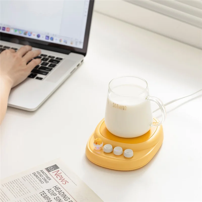 SOTHING Thermostatic Coaster 3 Temperature Adjustments PTC Heating Coffee Milk Warmer Coaster, EU Plug - Dual Core