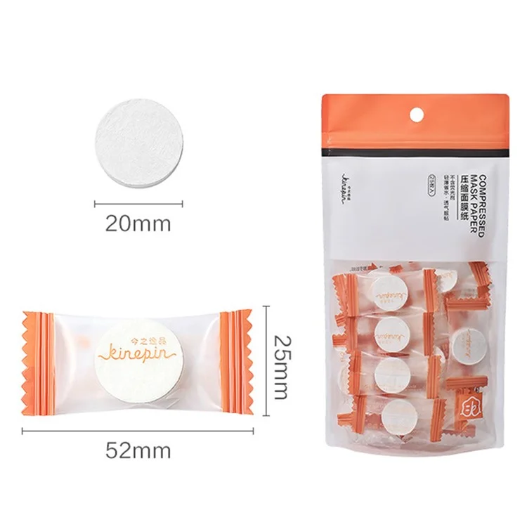 KINEPIN J031602 25 шт. Сжатые одноразовые листовые маски для лица, бумажные листы для путешествий и деловых поездок