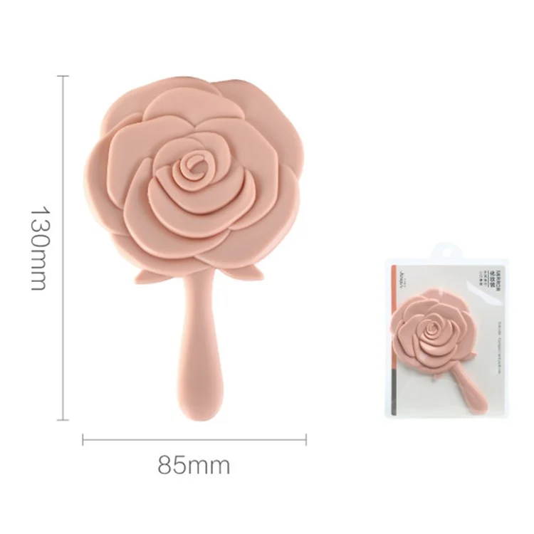 KINEPIN J1082 Portable Vanity Makeup Mirror Rose Cosmetic Mirror with Handle - Pink