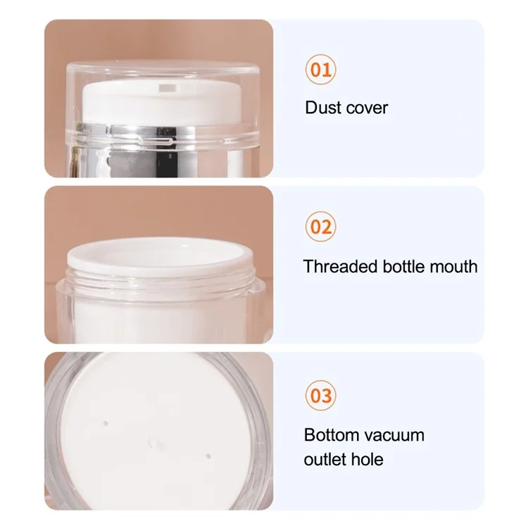 Flacon de stockage de crème sous vide de 30 ml Distributeur de lotion Mini Flacon de maquillage sans air Pot de crème Récipient (Double couche)