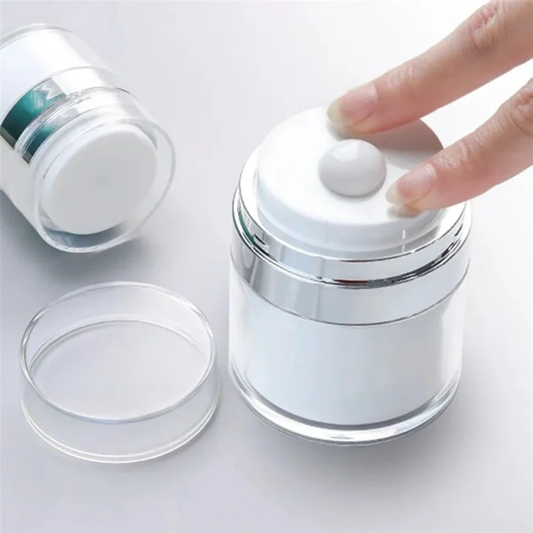 Pot de crème airless de 50 ml avec flacon sous vide, distributeur de lotion de voyage, mini-récipient de maquillage rechargeable (à double couche)