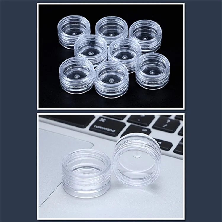 10Pcs / Set 10g Empty Refillable Cosmetic Container Plastic Round Sample Jars - Transparent Purple