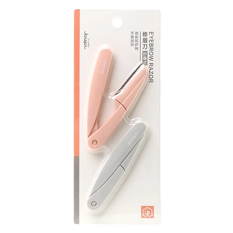 KINEPIN J0188 2Pcs Portable Eyebrow Razor Stainless Steel Blade Folding Eyebrow Shaver (ST)