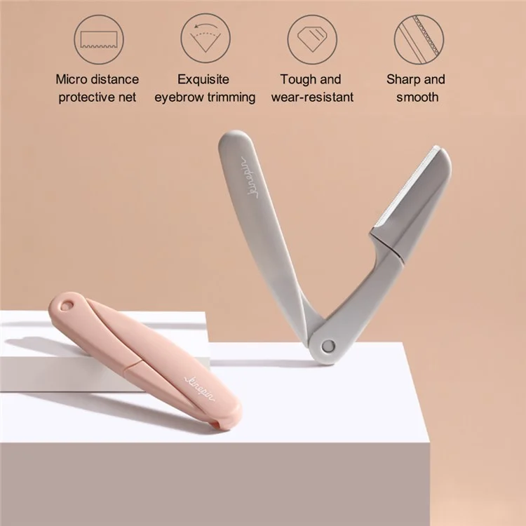 KINEPIN J0188 2Pcs Portable Eyebrow Razor Stainless Steel Blade Folding Eyebrow Shaver (ST)