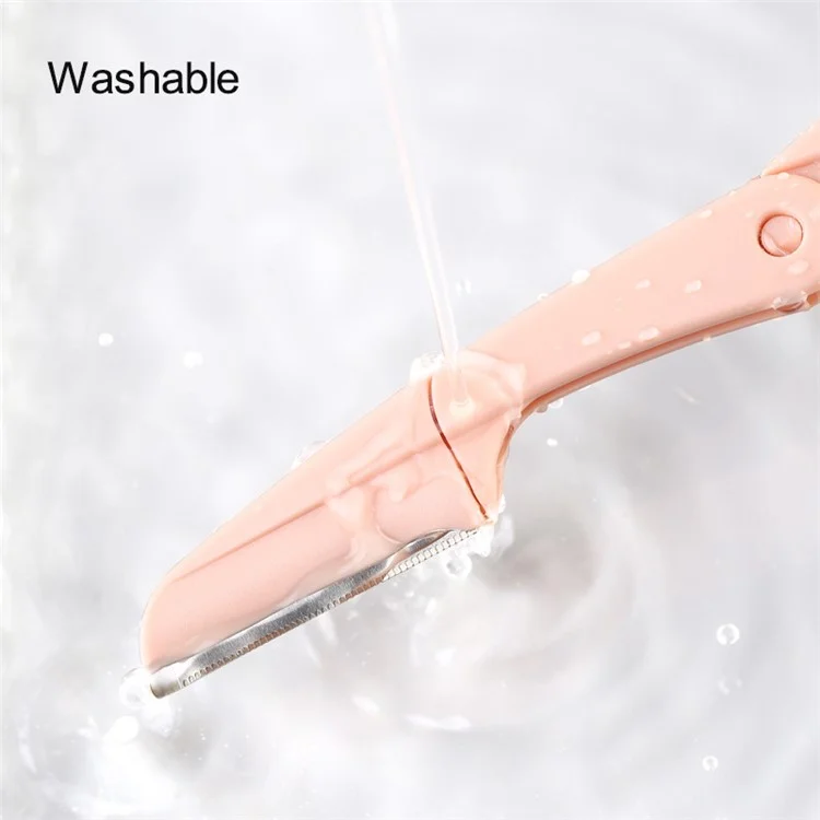 KINEPIN J0188 2Pcs Portable Eyebrow Razor Stainless Steel Blade Folding Eyebrow Shaver (ST)