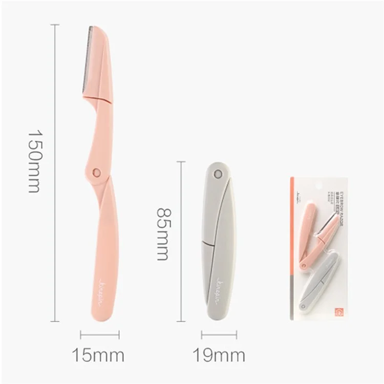 KINEPIN J0188 2Pcs Portable Eyebrow Razor Stainless Steel Blade Folding Eyebrow Shaver (ST)