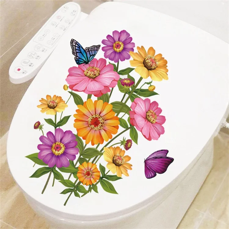 20*30cm Daisy Flower Butterfly Toilet Sticker Removable PVC Waterproof Bathroom Toilet Decal
