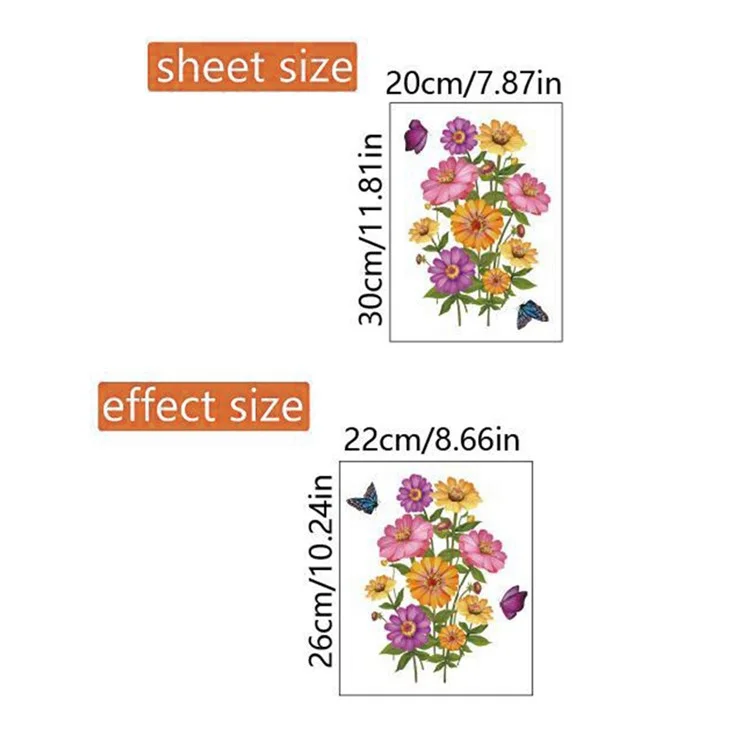 20*30cm Daisy Flower Butterfly Secretador Removável PVC Banheiro Impermeável Decalque do Banheiro