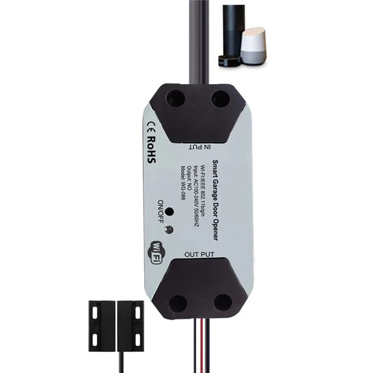 Controlador de porta de garagem inteligente Tuya WG-088 16A WiFi, controle de voz (com CE) - Plugue dos EUA