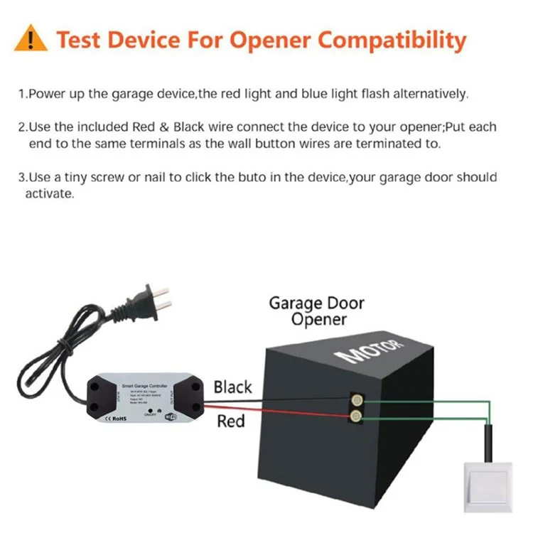 Controlador de porta de garagem inteligente Tuya WG-088 16A WiFi, controle de voz (com CE) - Plugue dos EUA